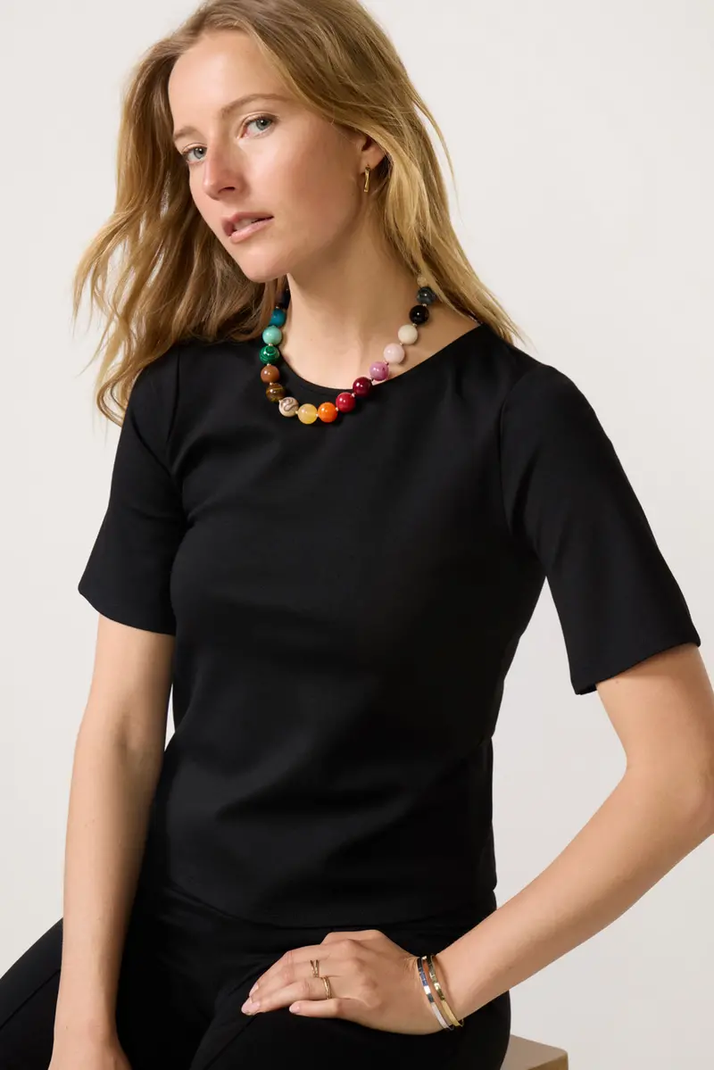 Women's Ponte Knit Short Sleeve Extended Top 1