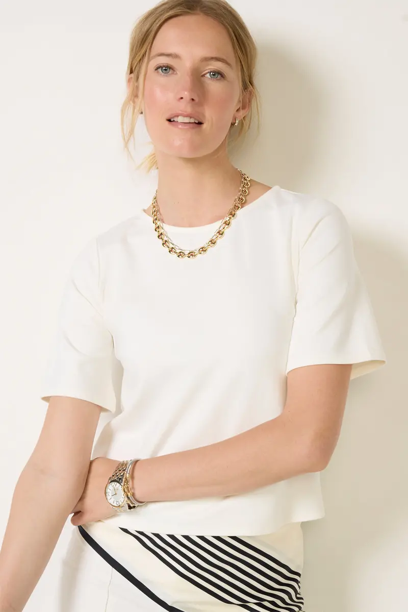 Women's Ponte Knit Short Sleeve Extended Top 1