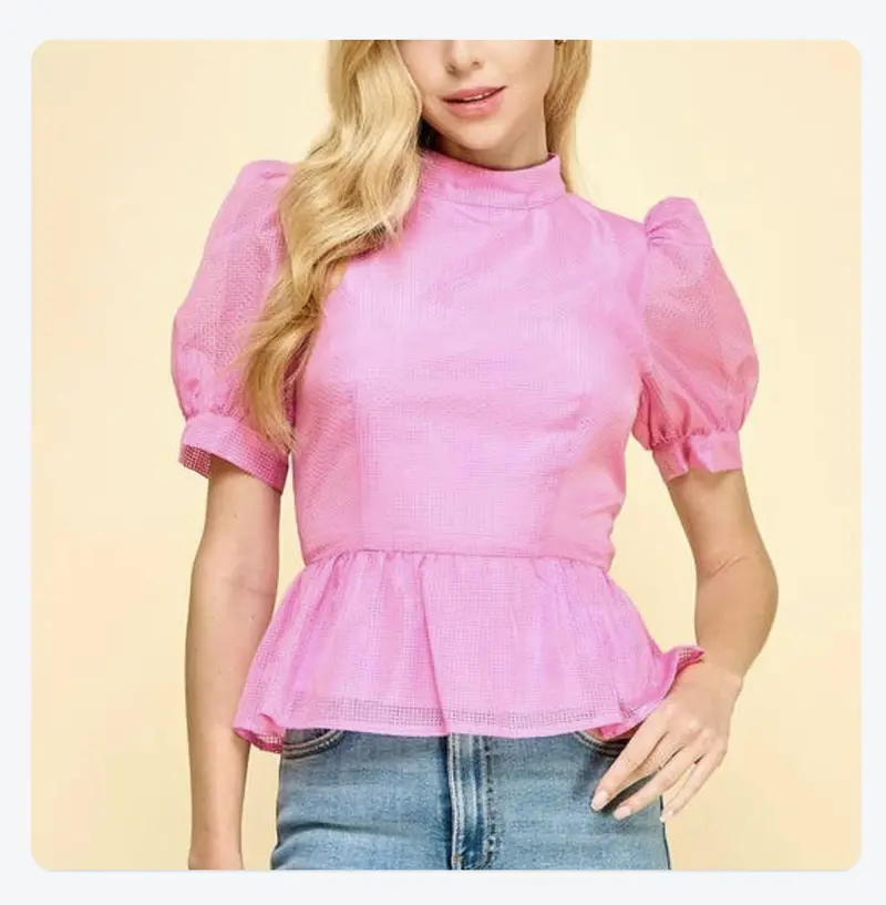 Women's Poplin Top In Barbie Pink 1