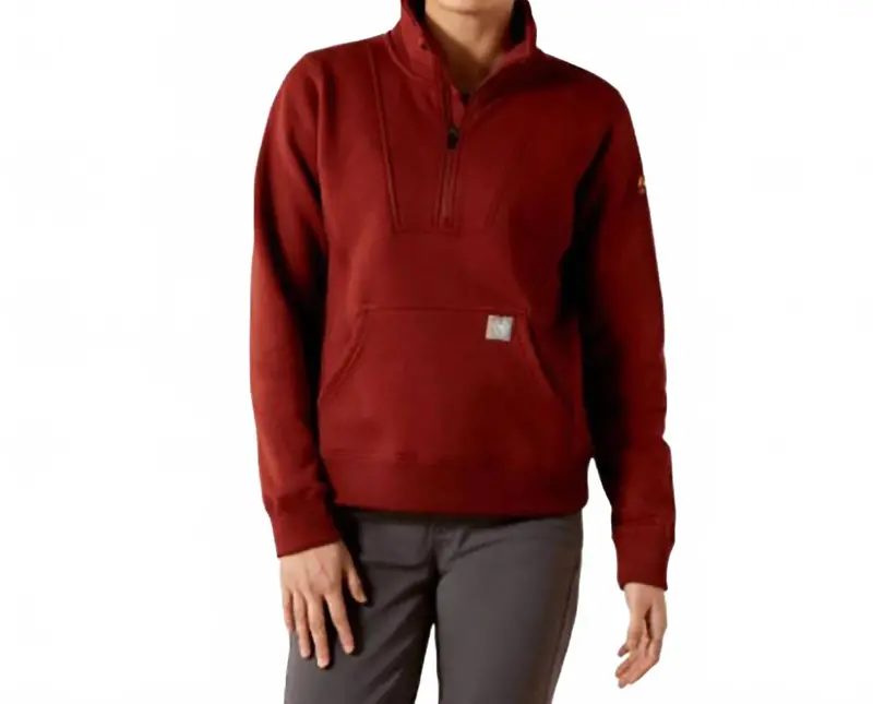 Women's Rebar Traverse Funnel-Neck Sweatshirt In Madder Brown 1