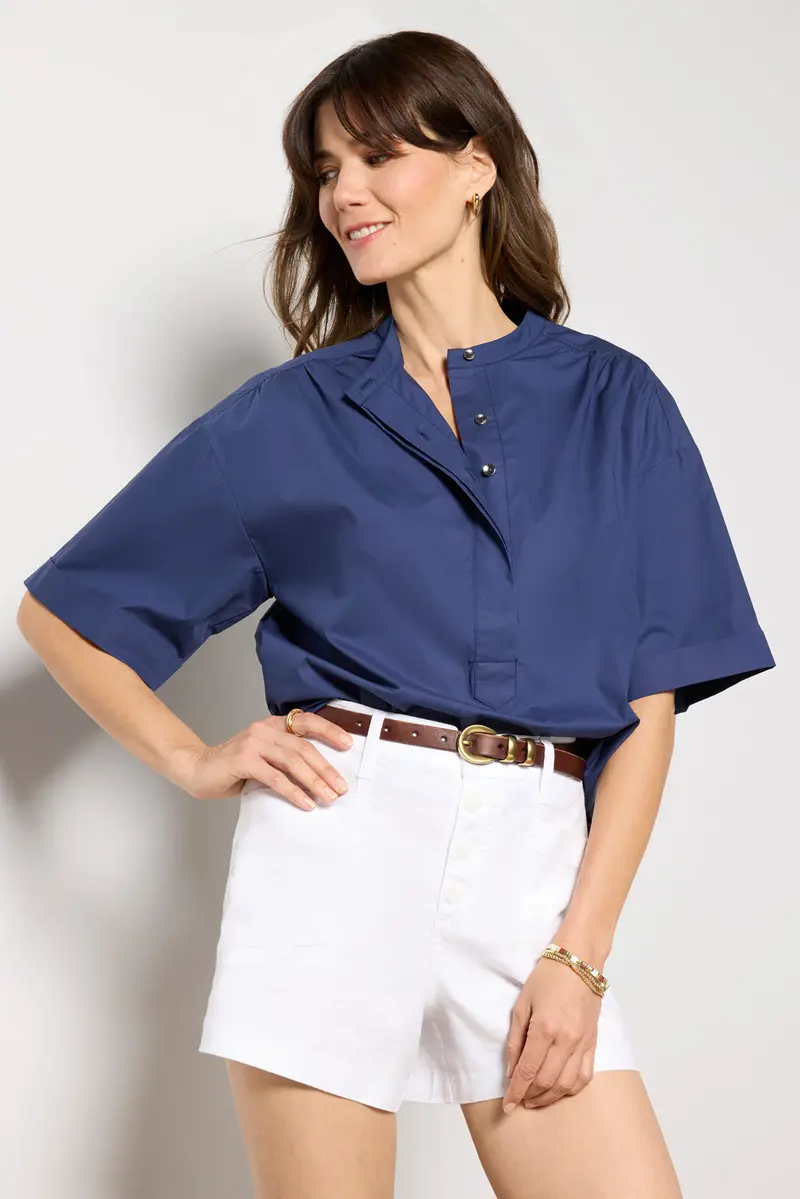 Women's Relaxed Short Sleeve Popover Top 1