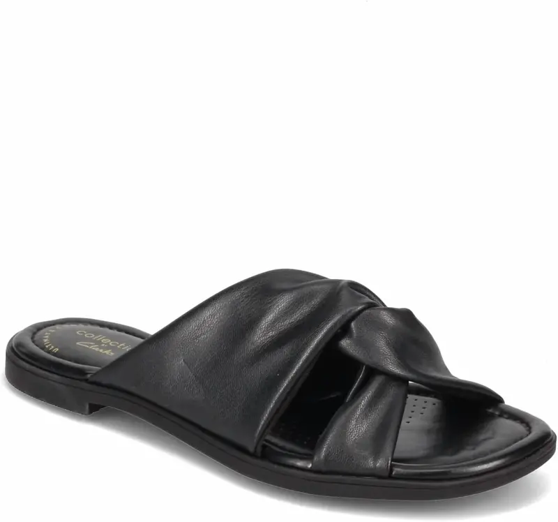 Women's Reyna Twist Flat Sandal In Black Synthetic 1