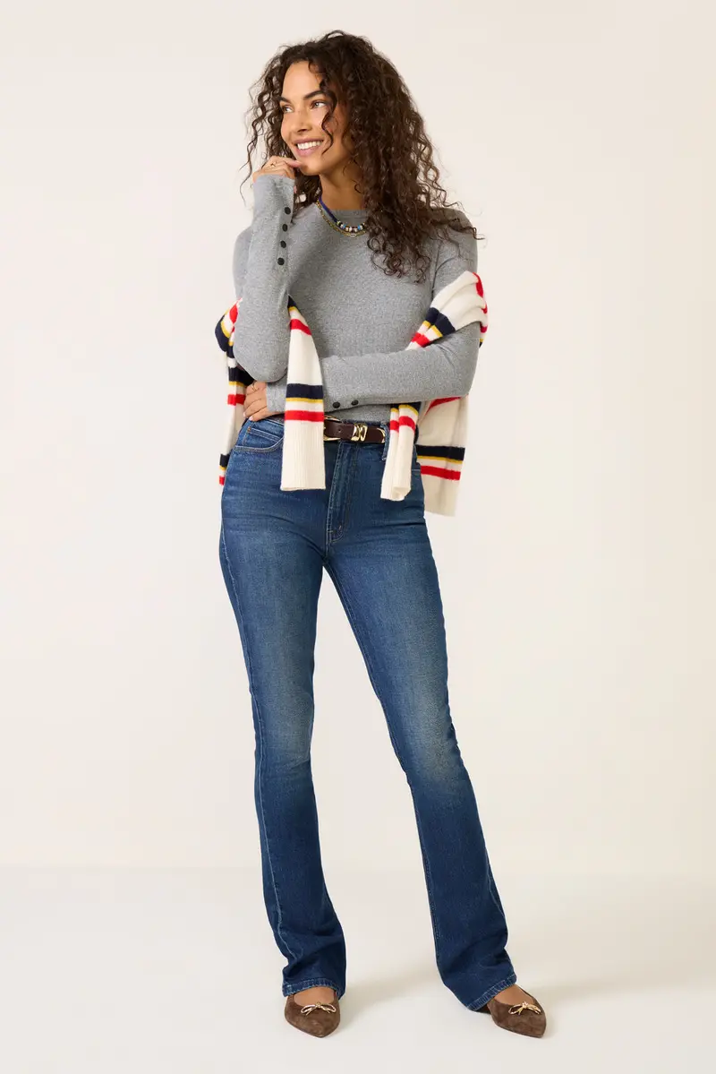 Women's Rilo Ribbed Snap Long Sleeve Top 1