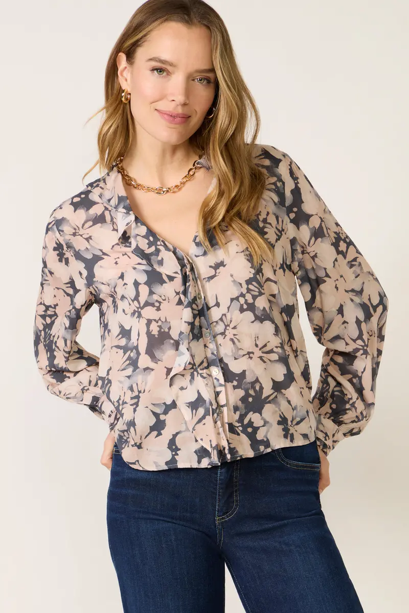 Women's Ruffle Placket Blouse 1