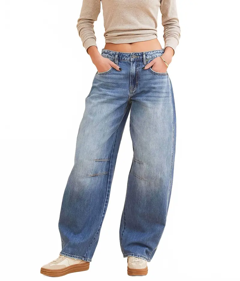 Women's Sammie Barrel Jeans In Blue 1