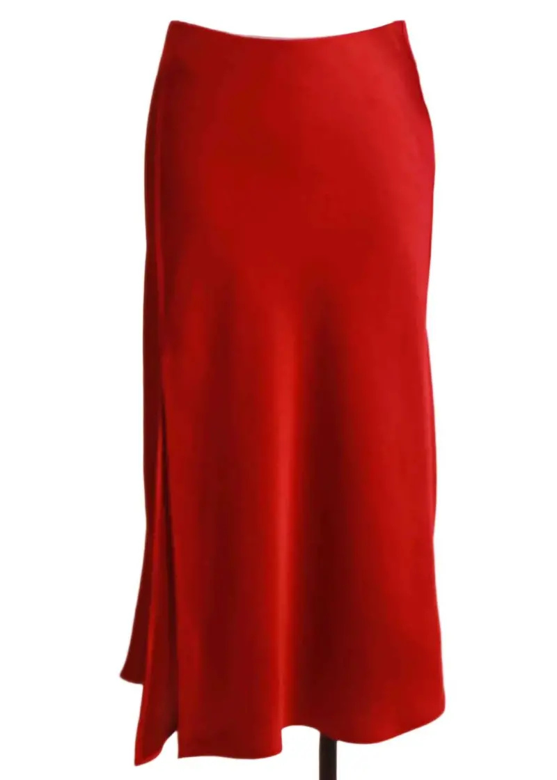 Women's Satin Brielle Midi Skirt In Cherry 1