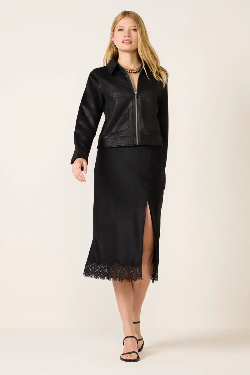 Women's Satin Skirt W Lace 1