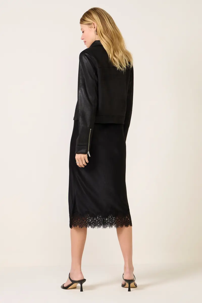 Women's Satin Skirt W Lace 4
