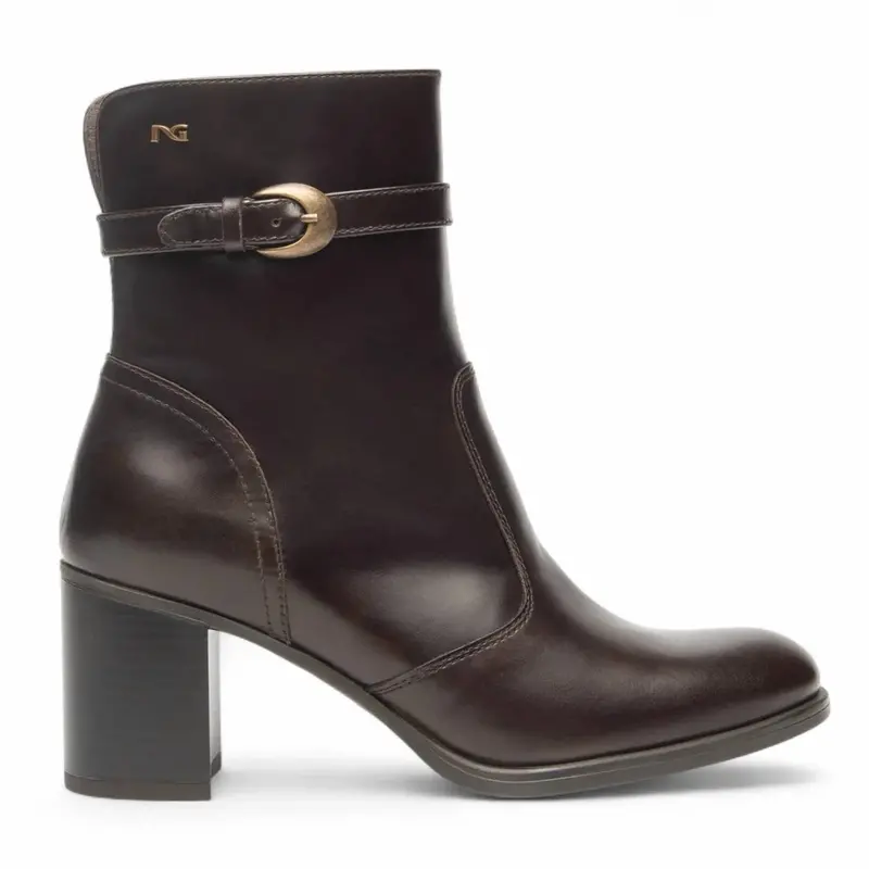 Women's Shiny High Heel Ankle Bootie In Brown 1