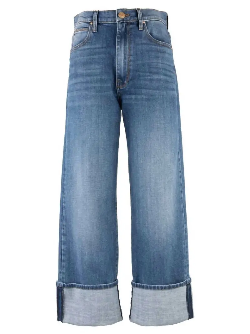 Women's Sienna High Rise Wide Leg Roll Up Jeans In Alert 1