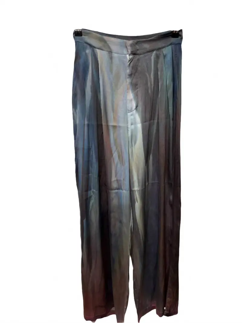 Women's Silk Pleat Pants In Smoke Stack 1