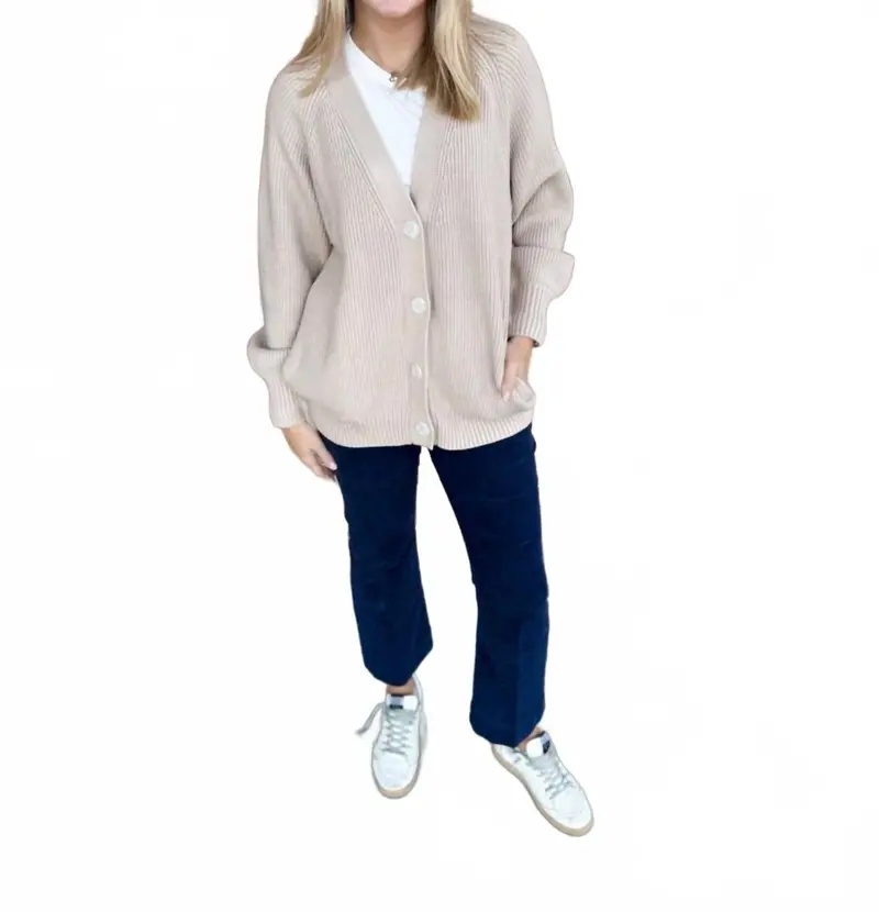 Women's Sitges Button Through Knit Cardigan In Cement 1