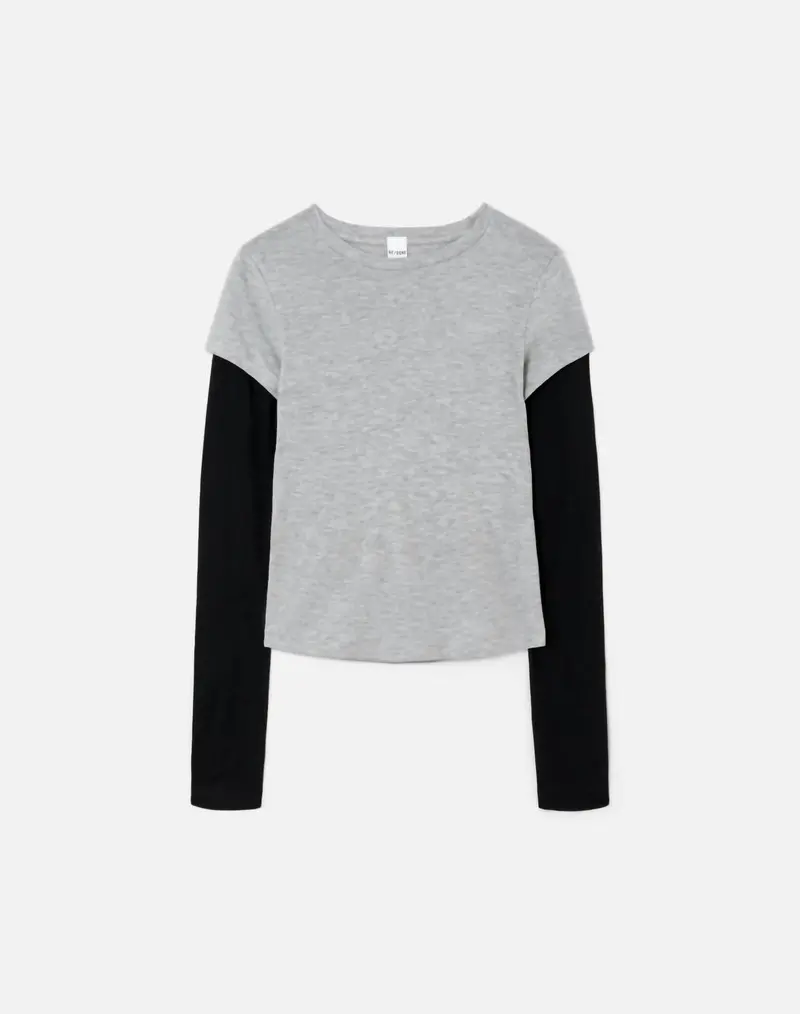 Women's Slim Layer Long Sleeve Top In Grey/Black 1