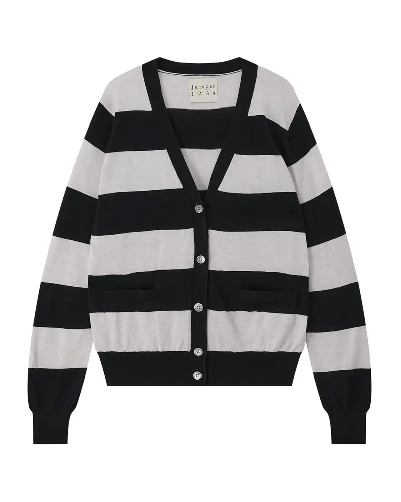 Women's Slinky Stripe Cardigan In Black Foggy 1