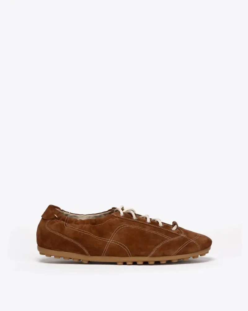 Women's Soft Runner Sneaker In Tan Suede 1