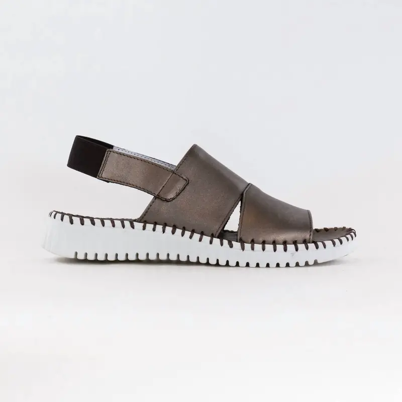 Women's Sola Leather Sandals In Pewter 1