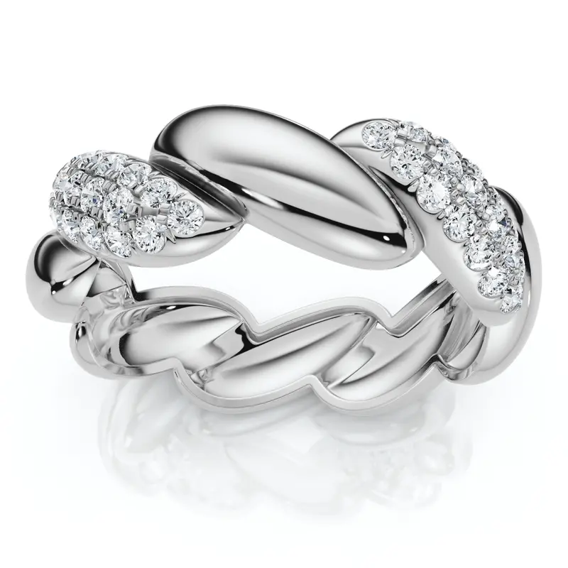 Women's Stackable Diamond Rope Anniversary Ring 14K Gold Or Platinum Lab Grown 1