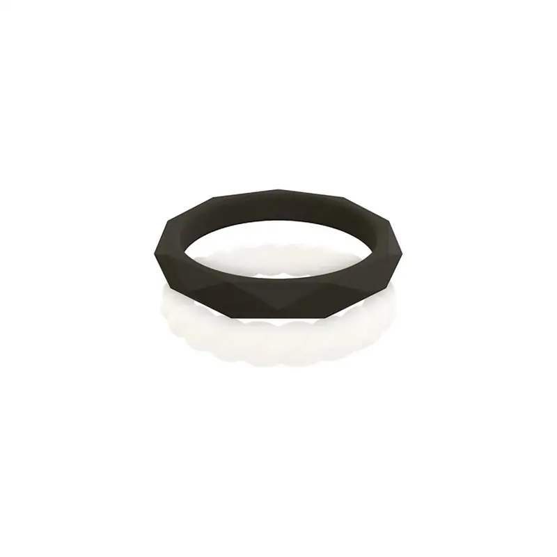 Women's Stackable Silicone Wedding Ring Set In White Black 1