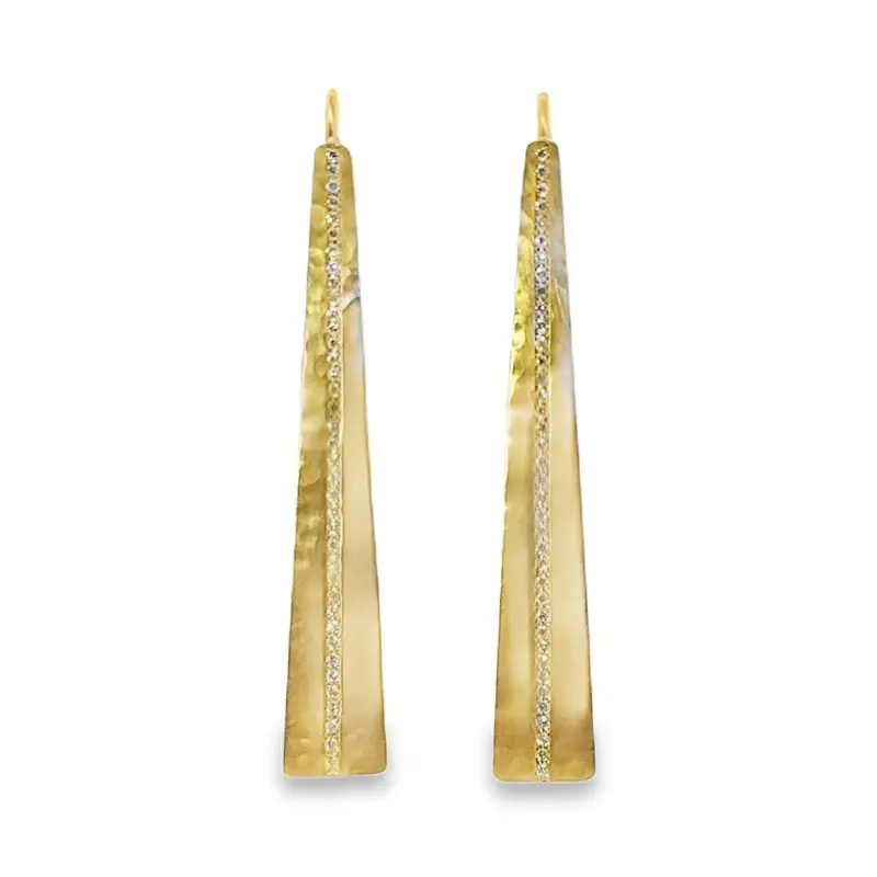 Women's Stain Finish Tower Drop Earrings In 14 Karat Yellow Gold 1