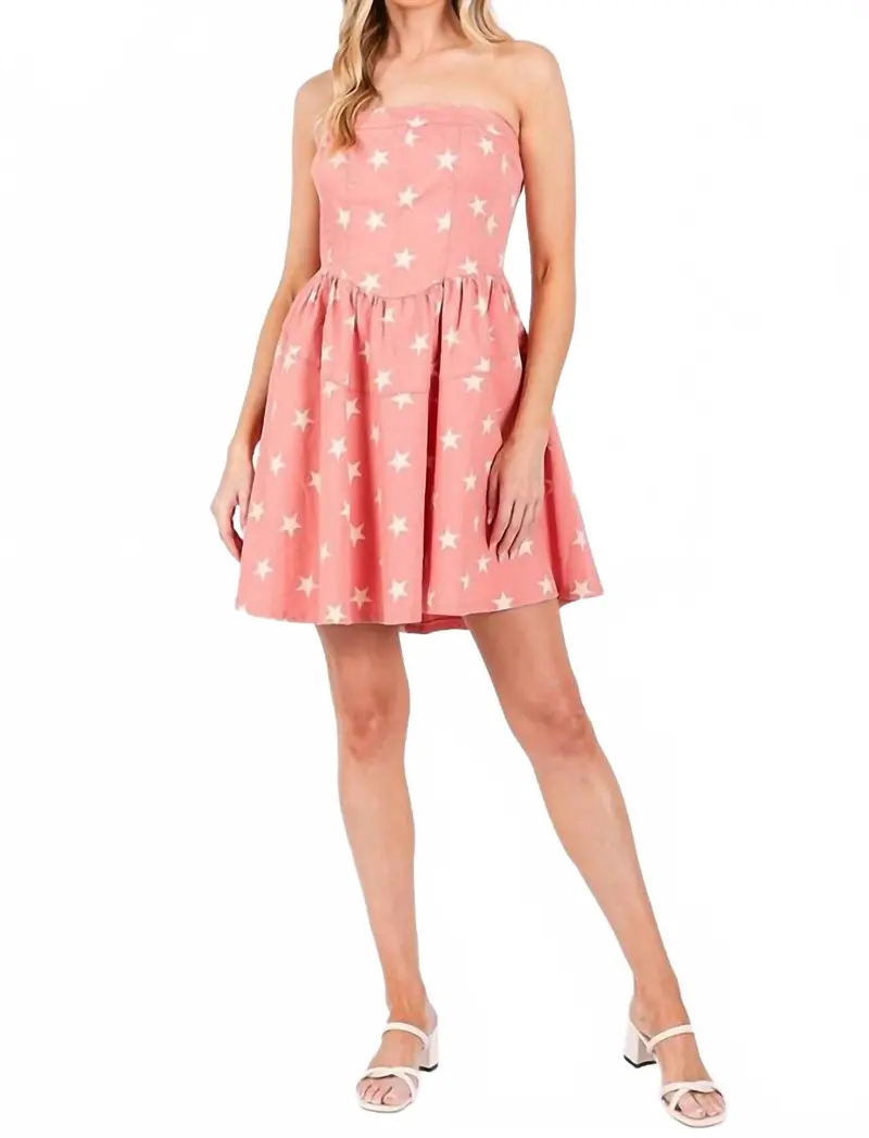 Women's Starlight Denim Mini Dress In Pink 1