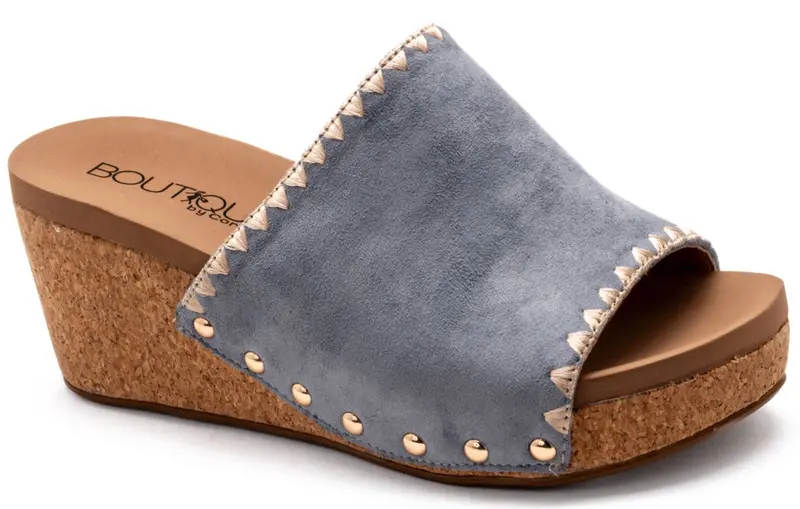 Women's Stitch N Slide Wedge Sandals In Light Blue 1