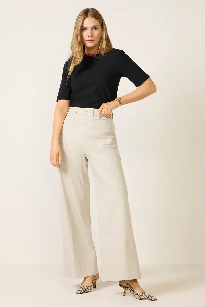 Women's Stretch Twill Patch Pocket Wide Leg Pants 1