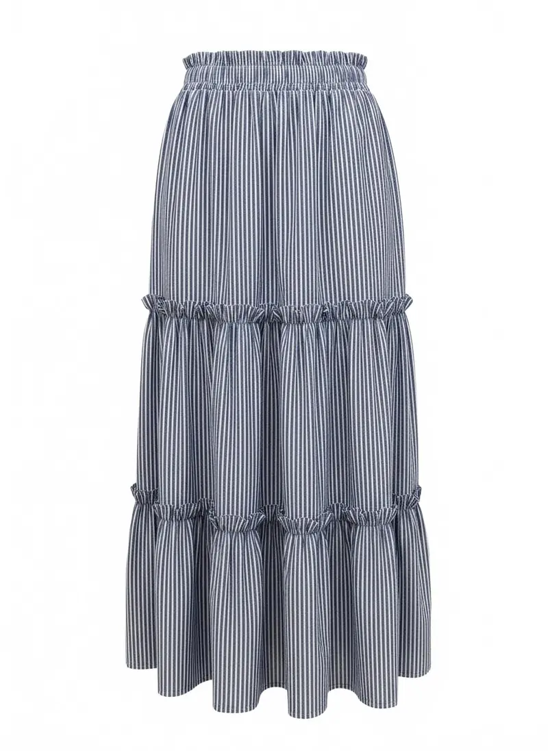 Women's Striped Long Skirt In Blue/White 1