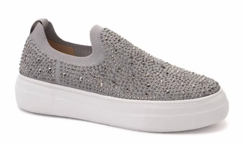 Women's Swank Slip On Shoes In Grey Crystals 1