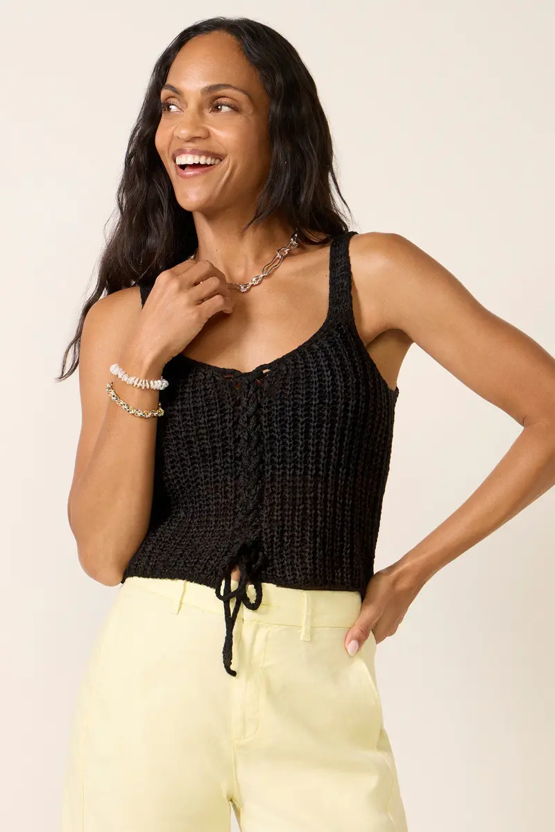 Women's Tatum Lace Up Sweater Tank Top 1