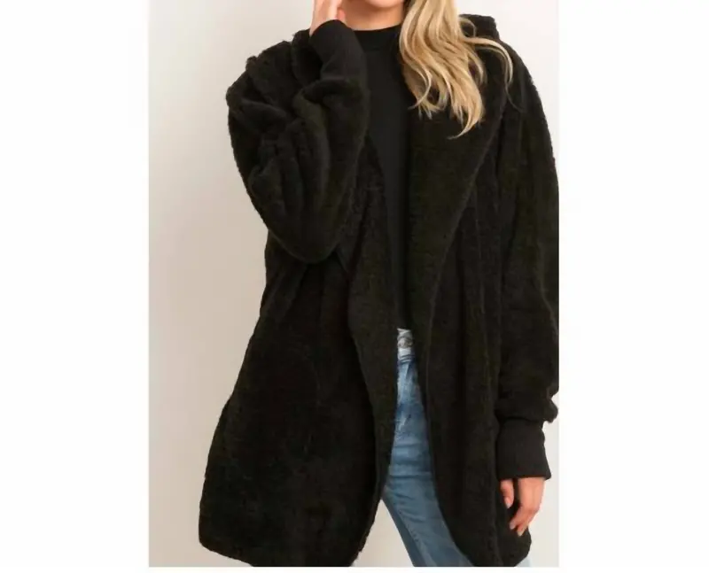 Women's Teddy Bear Jacket In Black 1