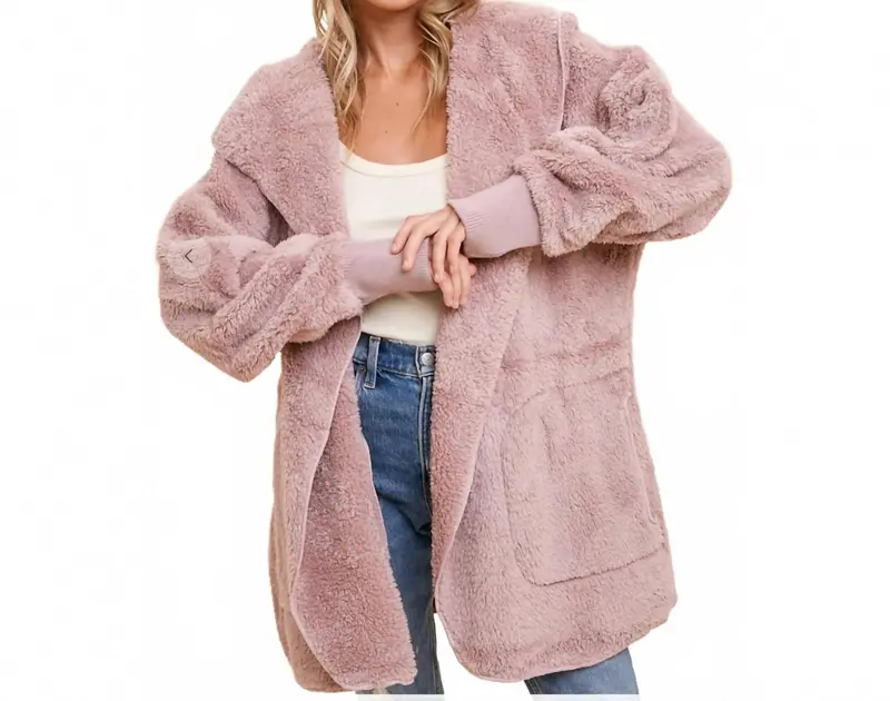 Women's Teddy Bear Jacket In Dusty Lilac 1
