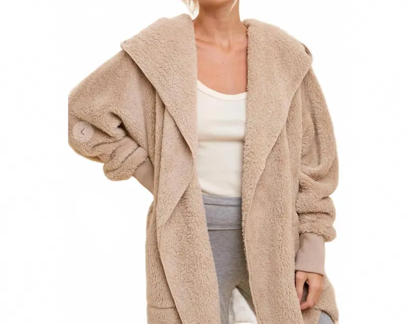 Women's Teddy Bear Jacket In Taupe 1