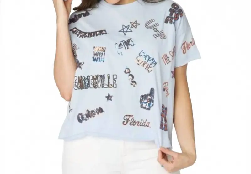 Women's The Florida Sequin Spirit Tee In Light Blue 1