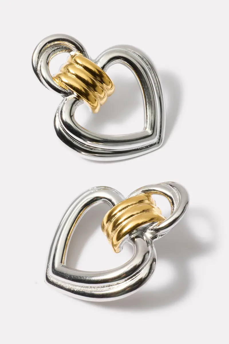 Women's Tia Two Tone Heart Earrings 1