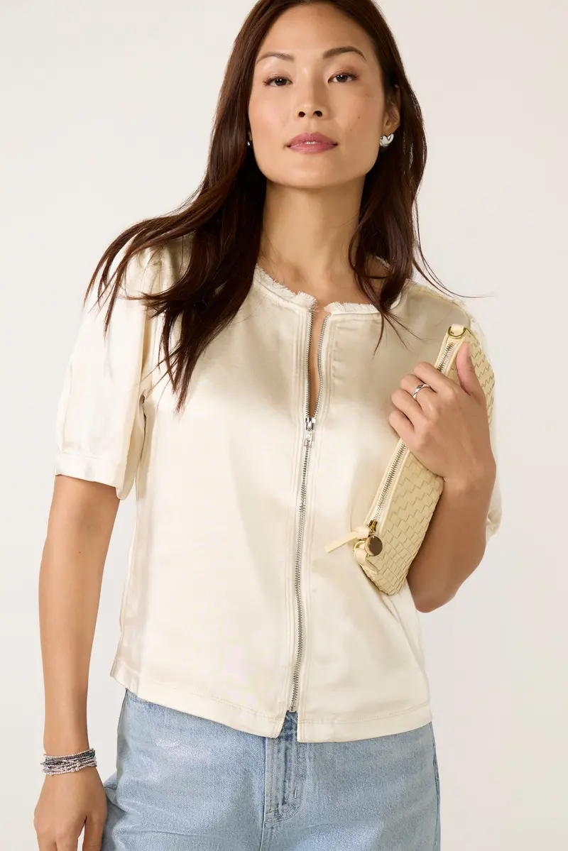 Women's Tilly Satin Zip Up Top 1
