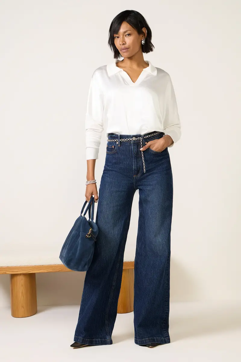Women's Tina Mixed Media Satin Top 1