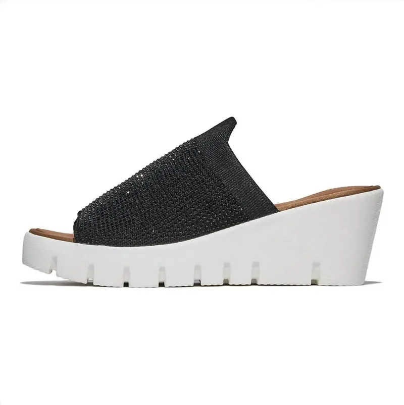 Women's Venti Crystals Wedge Sandals In Black 1