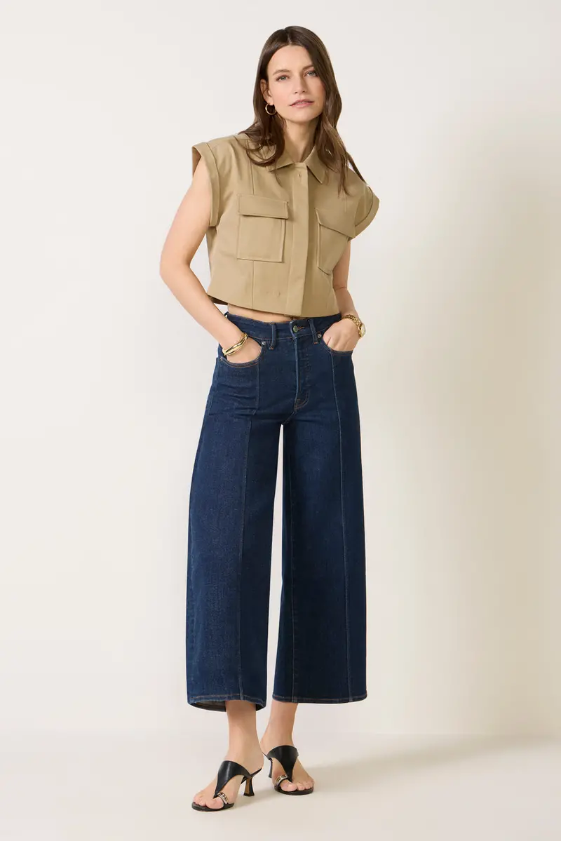 Women's Waist Palazzo Crop Jeans 1