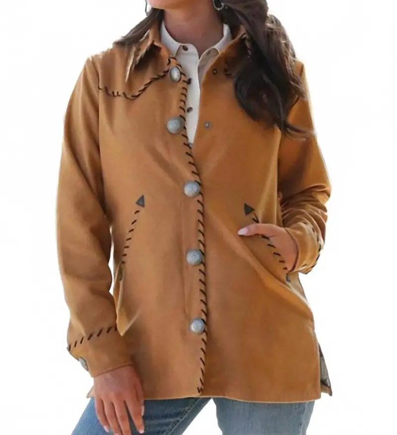 Women's Whipstitch Shirt Jacket In Brown 1