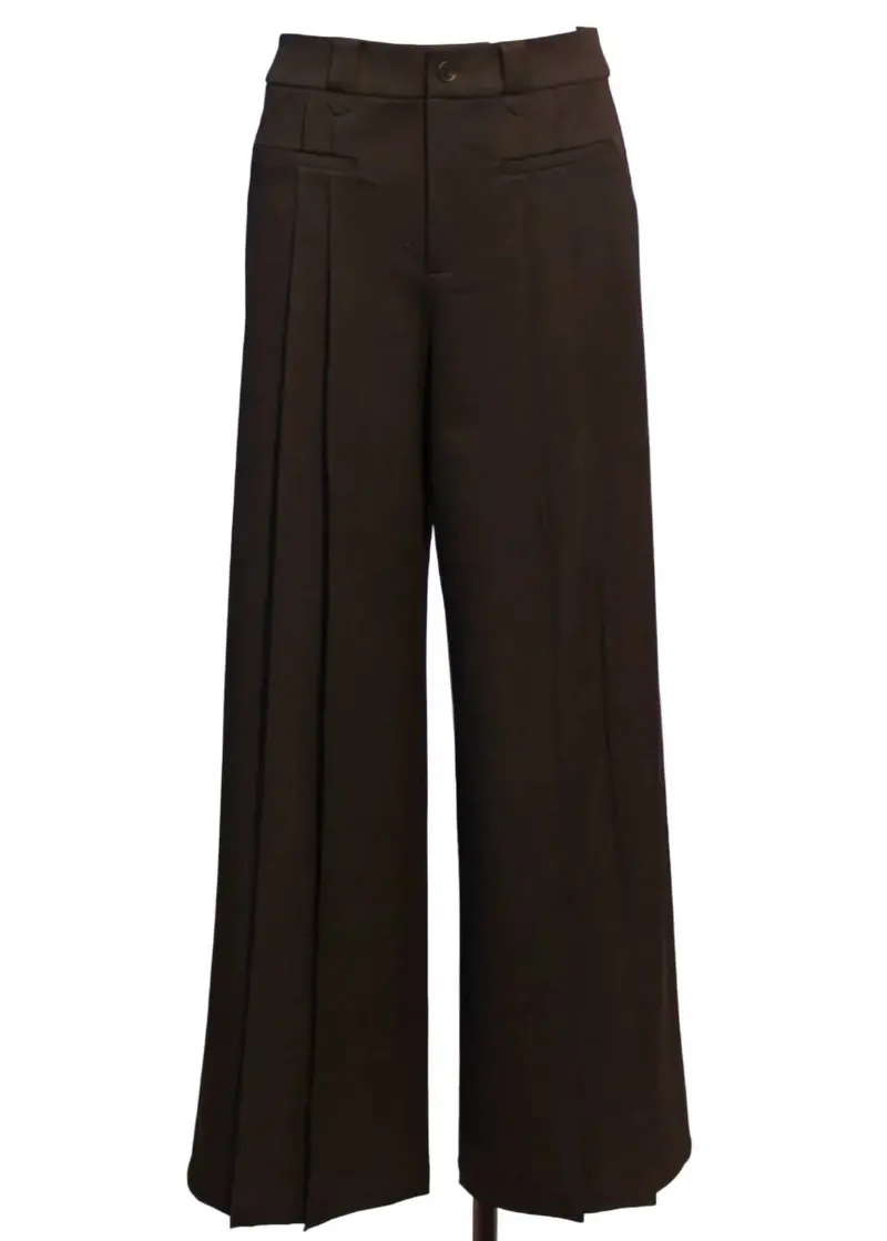 Women's Wide Leg Trouser Pant In Black 1