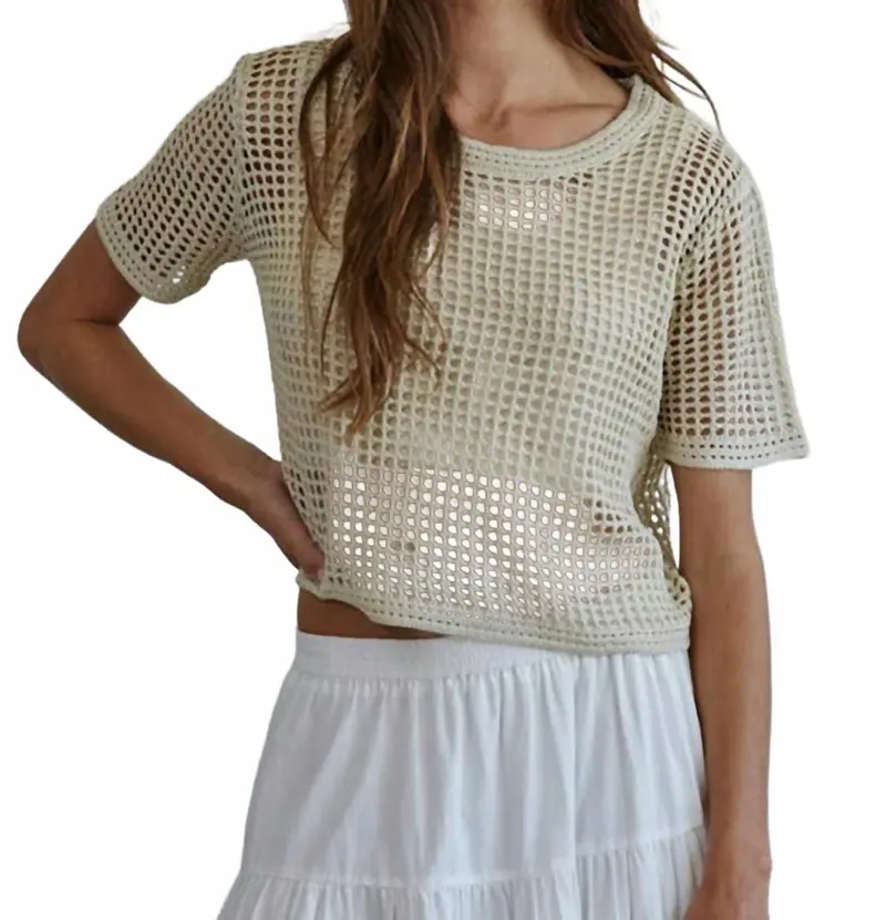 Women's Winslow Open Knit Sweater Top In Light Taupe 1
