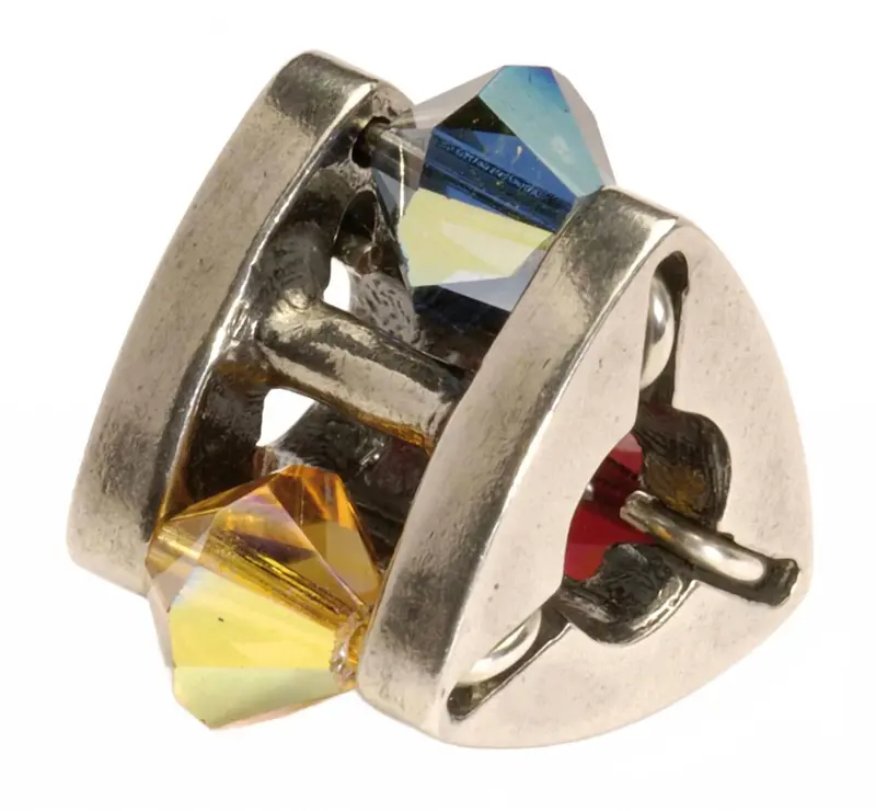 Women's Winter Jewel Big Bead Charm In Silver. Yellow/ Blue/ Red 1