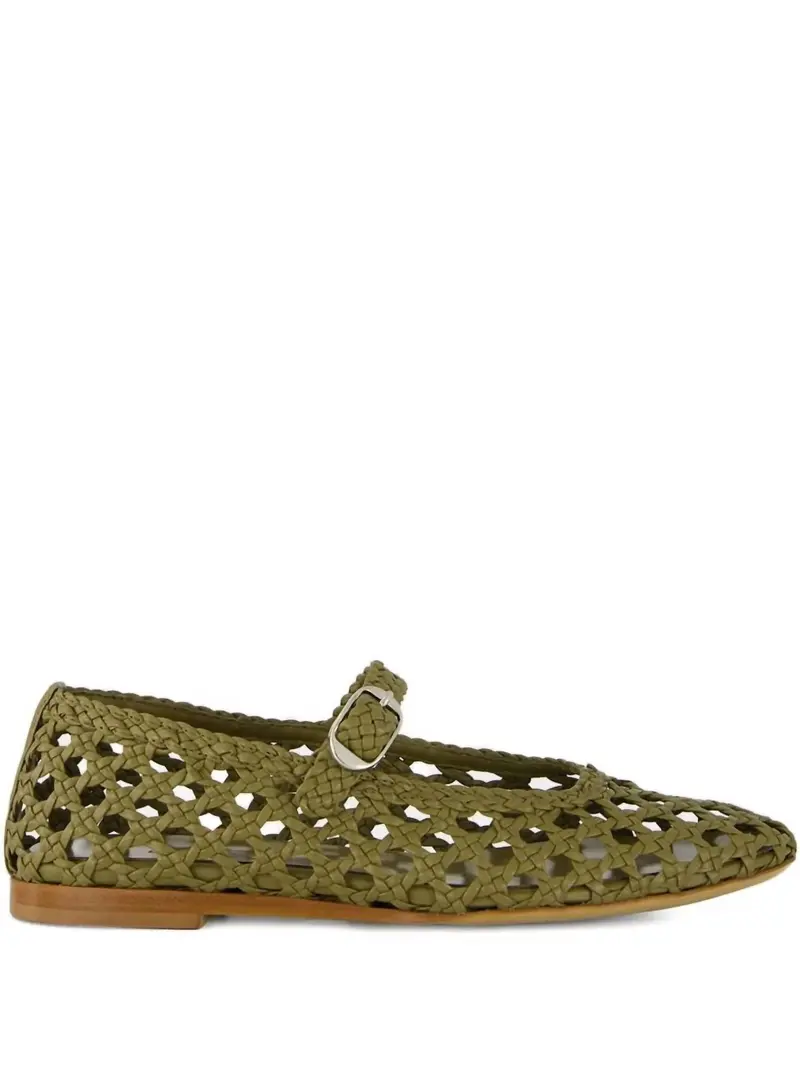 Women's Woven Mary Jane Shoes In Khaki 1