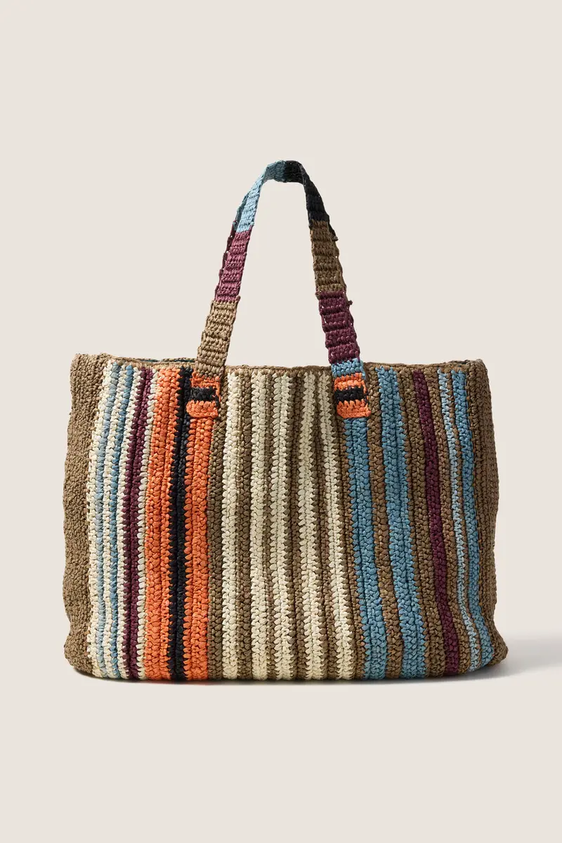 Women's Woven Striped Tote Bag 1