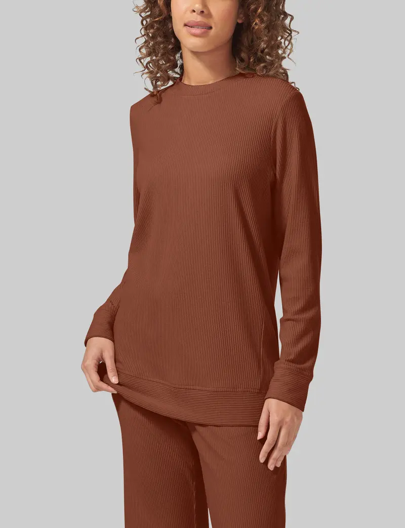 Women's Zen Ribbed Long Sleeve Crew Neck 1