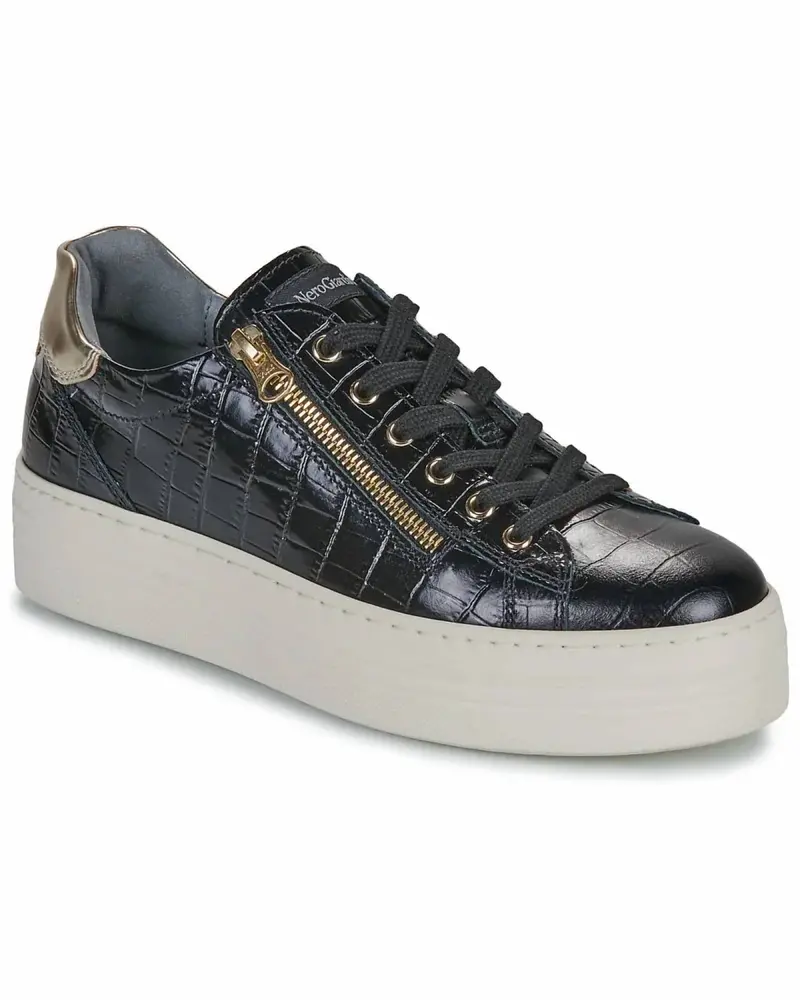 Women's Zeus Zipper Sneaker In Black Croc 1