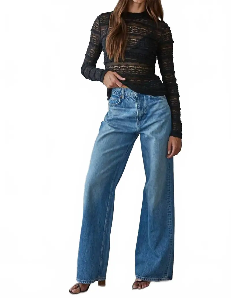 Woven Lace See Through Mock Top In Black 1