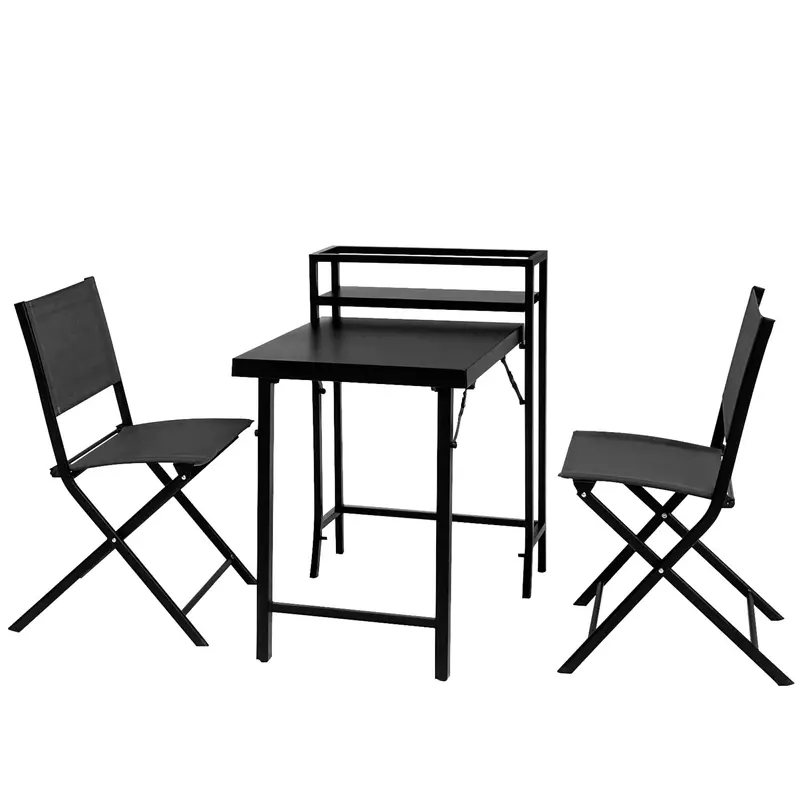 Wow Pioneer 3 Piece Foldable Patio Bistro Table And Chairs Set 1