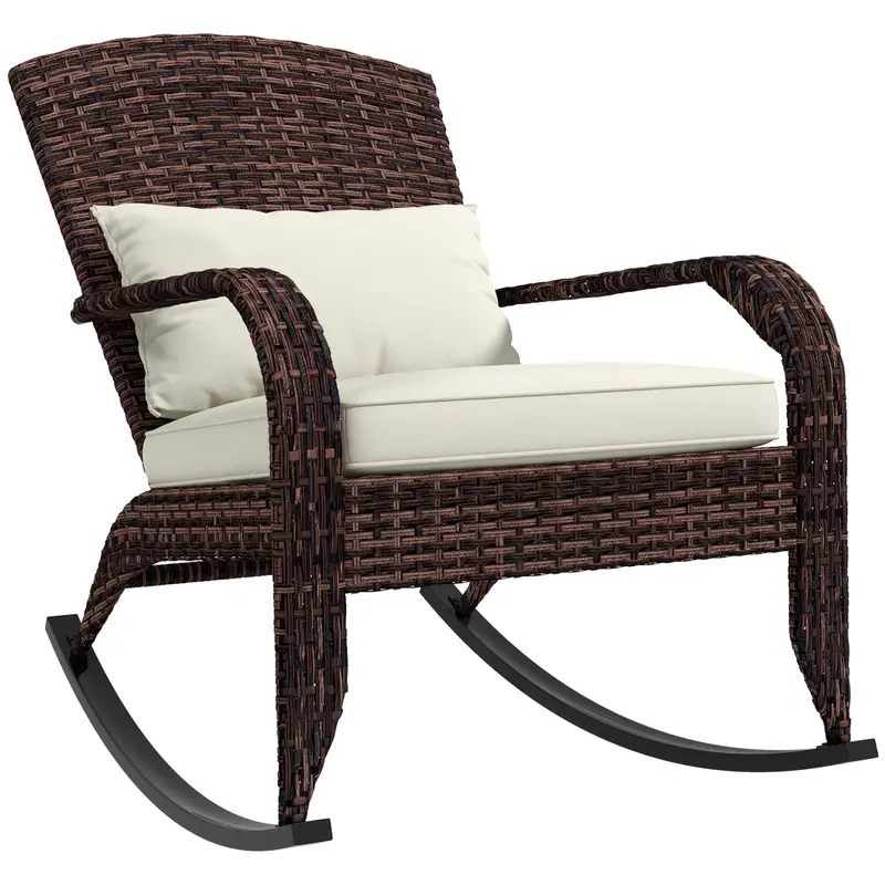 Wow Pioneer Outdoor Adirondack Rocking Chair With Seat Cushion And Comfort Pillow 1