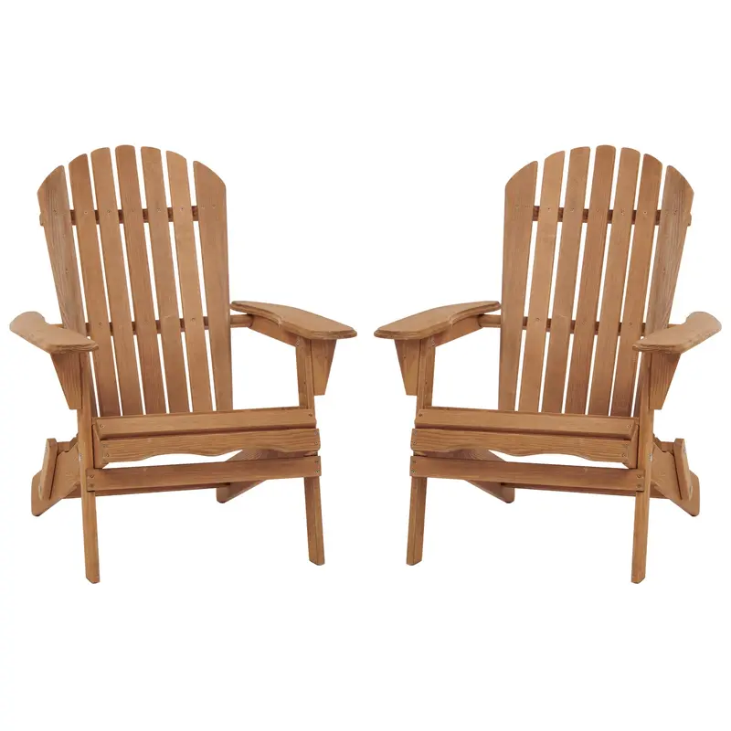 Wow Pioneer Outdoor Folding Adirondack Chair 2-Piece Set For Patio & Garden 1
